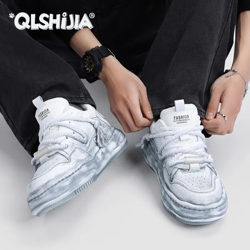 Wolves • Family QUNLANGSHIJIA Breathable Height Increase Low Top Skateboard Shoes Men's-3