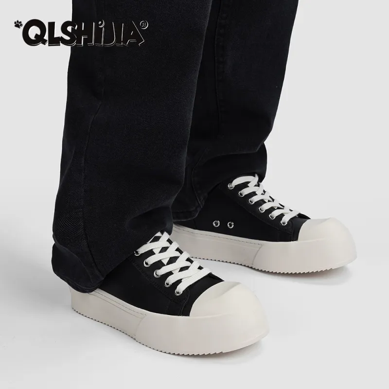 Wolves • Family QUNLANGSHIJIA Height Increasing Platform, Low Top Skateboard Shoes Men's Black-2