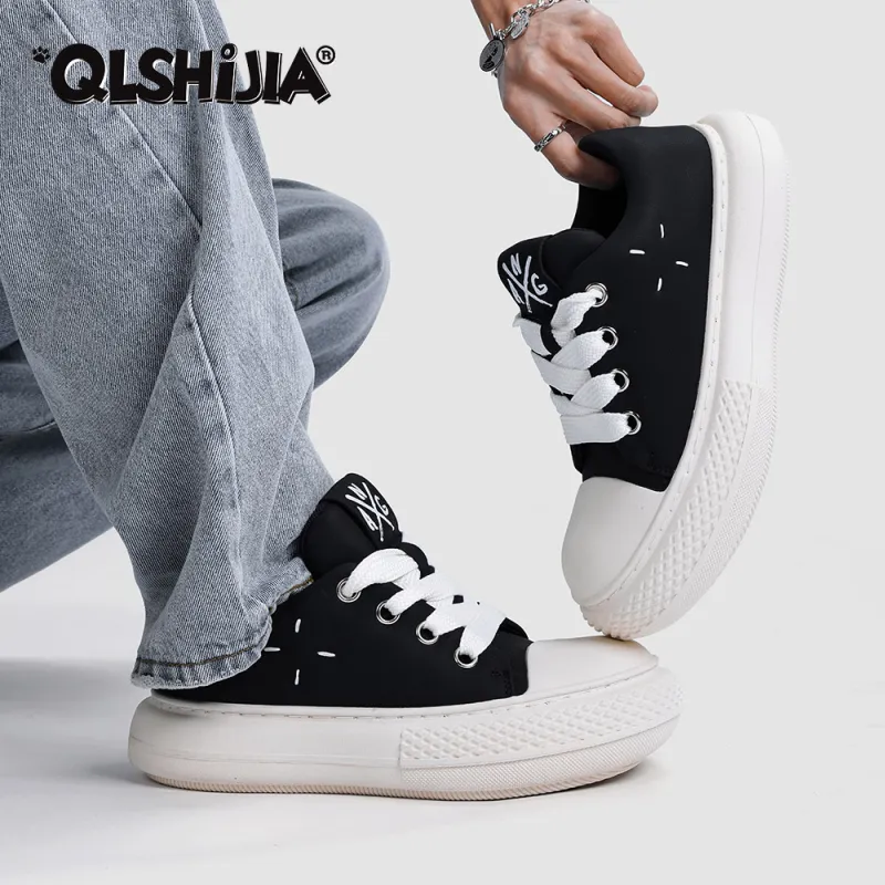 Wolves • Family QUNLANGSHIJIA Breathable Low Top Skateboard Shoes Unisex Black-3
