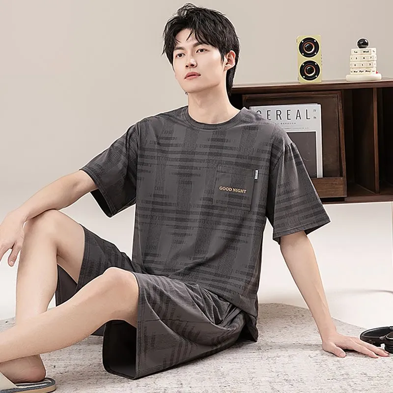 JINXU Pajama Set Men's Dark Gray-2