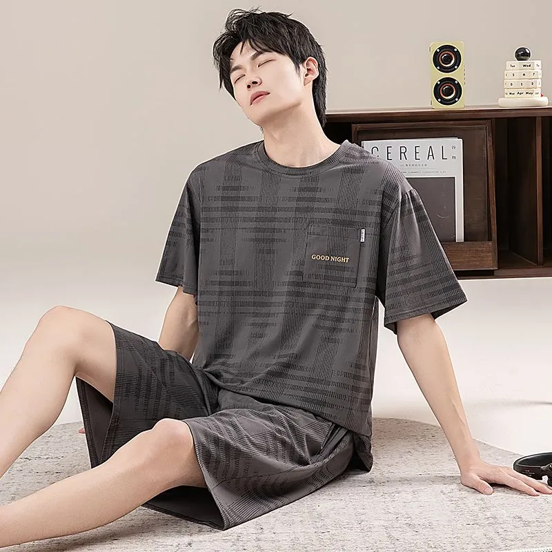 JINXU Pajama Set Men's Dark Gray-1
