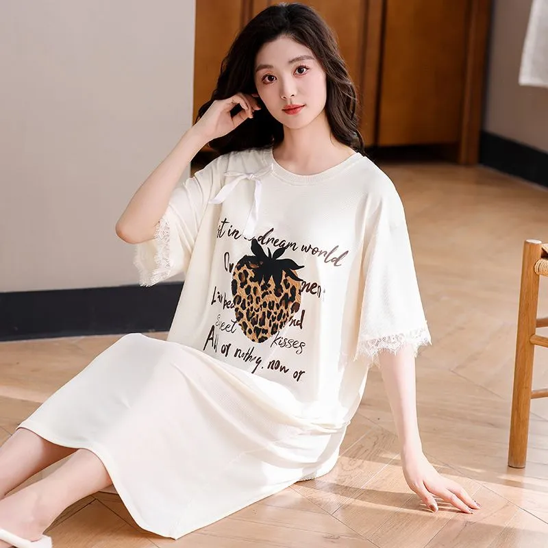JINXU Nightgown Set Women's White-4