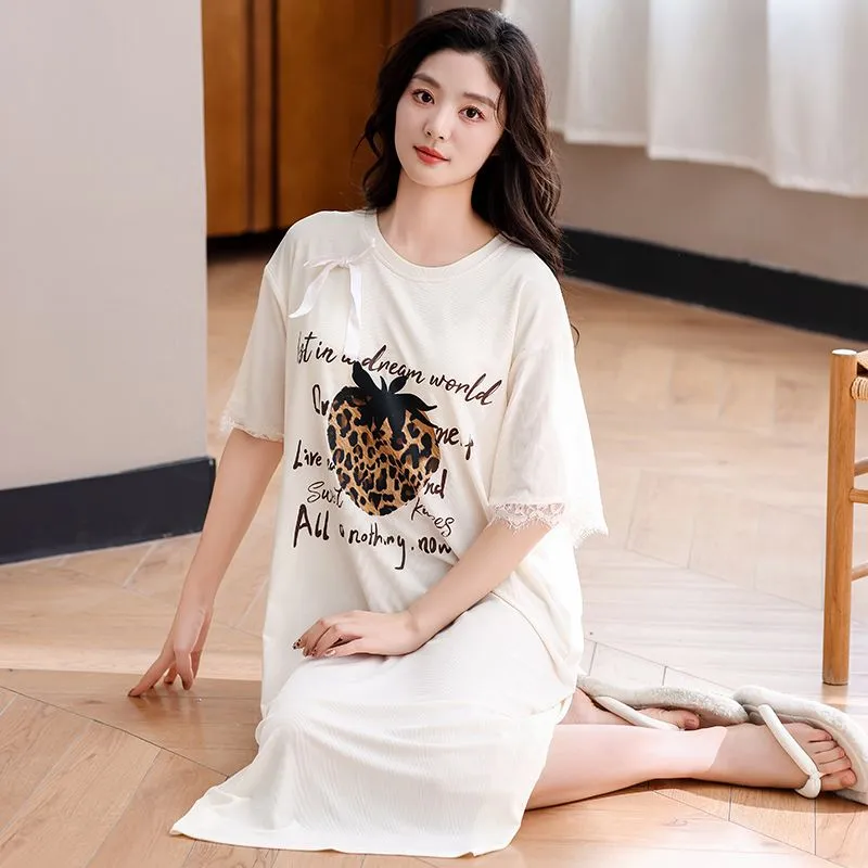 JINXU Nightgown Set Women's White-2