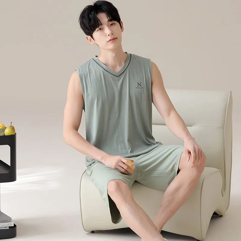 JINXU Pajama Set Men's Light Cyan-2