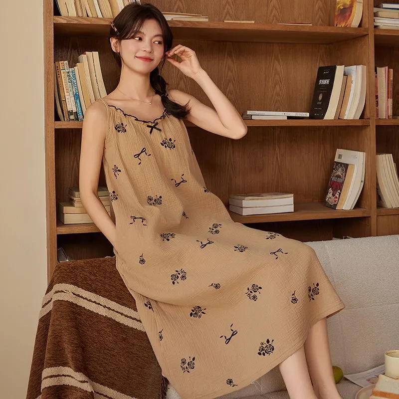JINXU Nightgown Set Women's Tea Brown-2