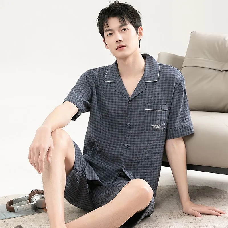JINXU Pajama Set Men's Navy Blue-3