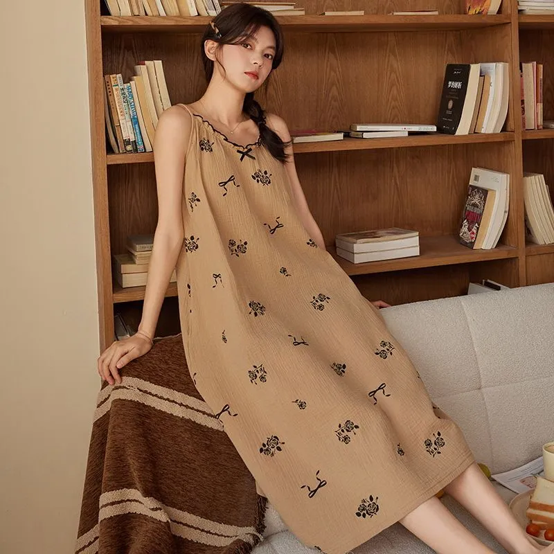 JINXU Nightgown Set Women's Tea Brown-3