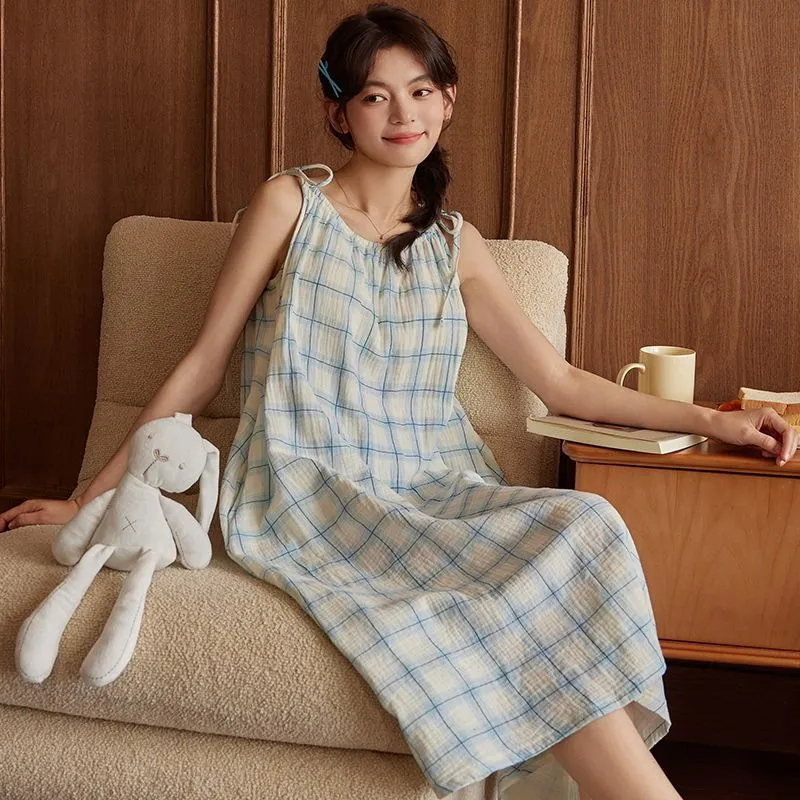 JINXU Nightgown Women's Light Blue-2