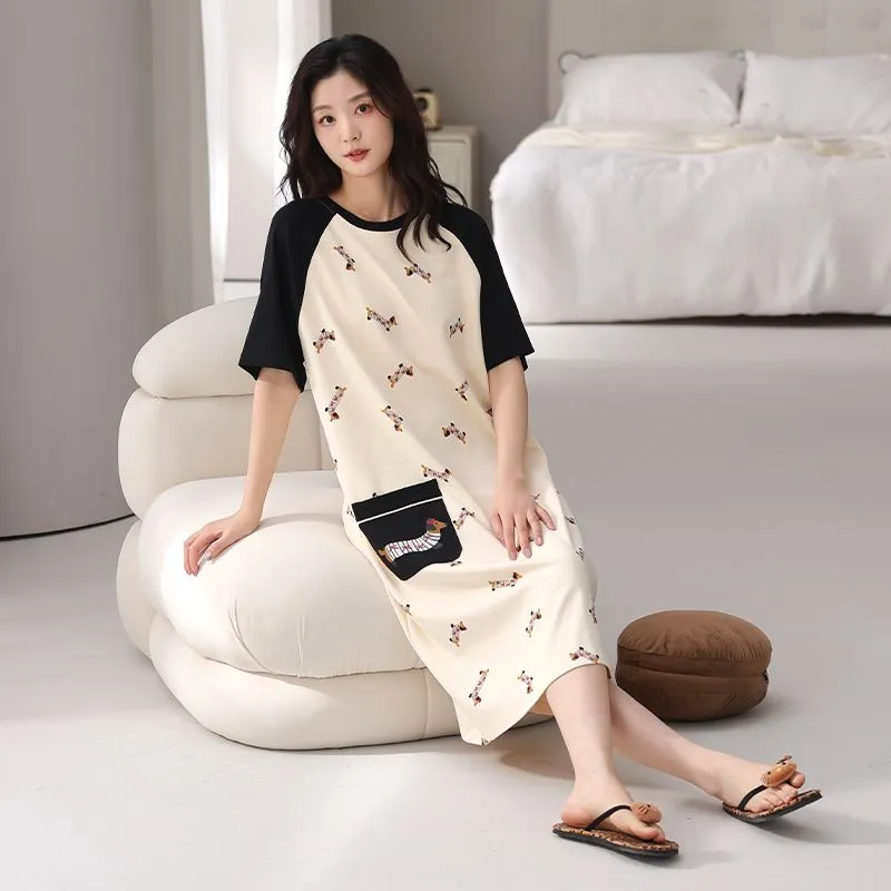 JINXU Nightgown Women's Apricot-4
