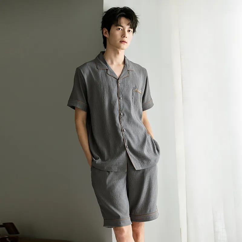 JINXU Pajama Set Men's Dark Gray-4
