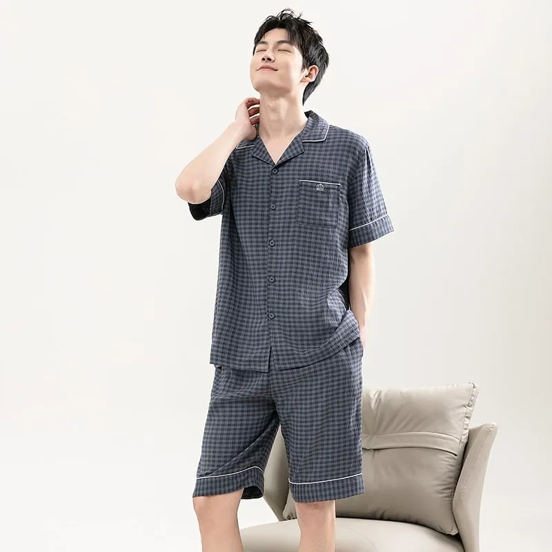 JINXU Pajama Set Men's Navy Blue-4