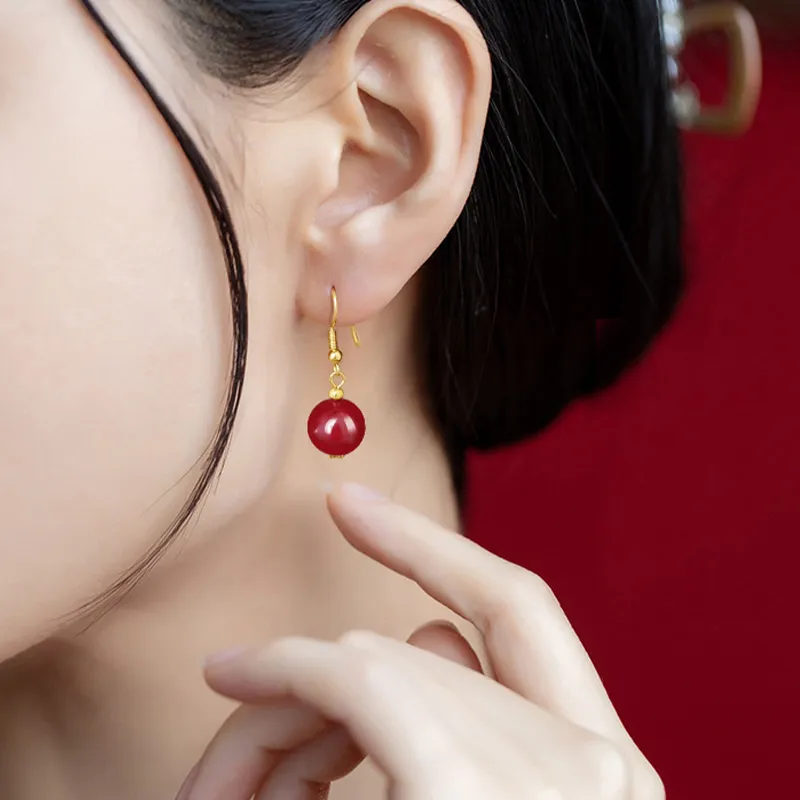 COISE Reconstructed Cinnabar Jade Earrings Women's-3