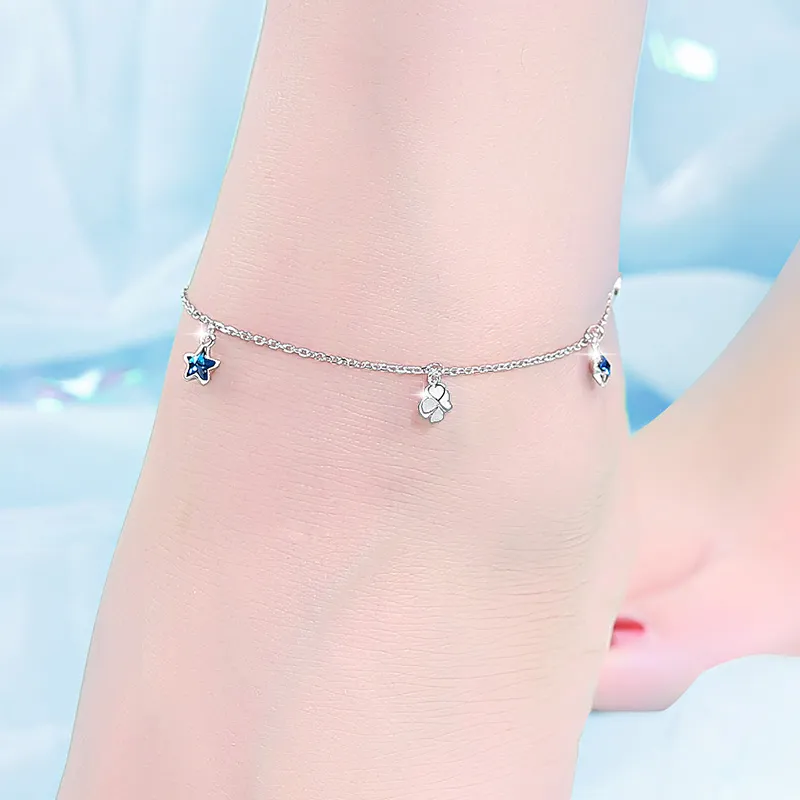 COISE 925 Sterling Silver Anklets Women's-2