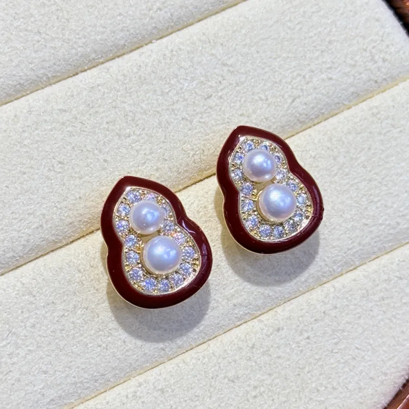 ORDI Pearl Stud Earrings Women's-2