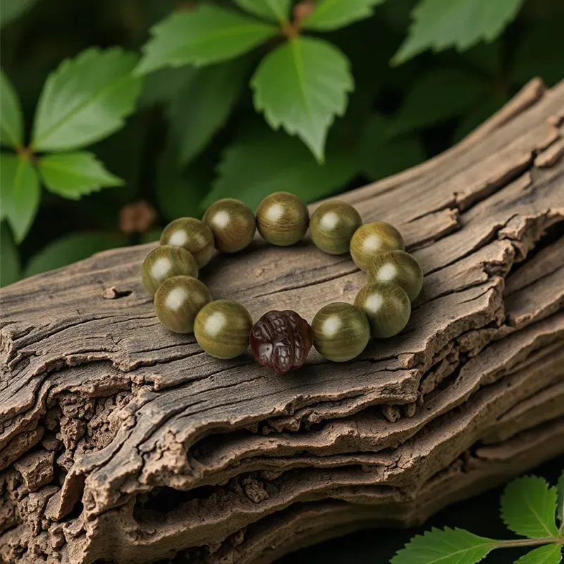 Yi Mingju Green Sandalwood Bracelets Men's-3