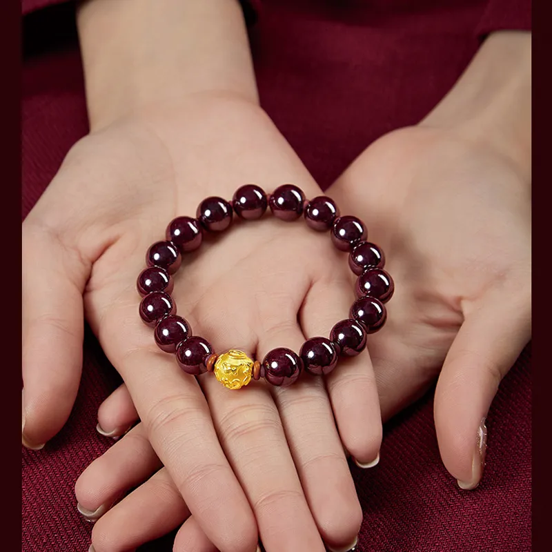 Yi Mingju Reconstructed Cinnabar Jade Bracelets Unisex-1