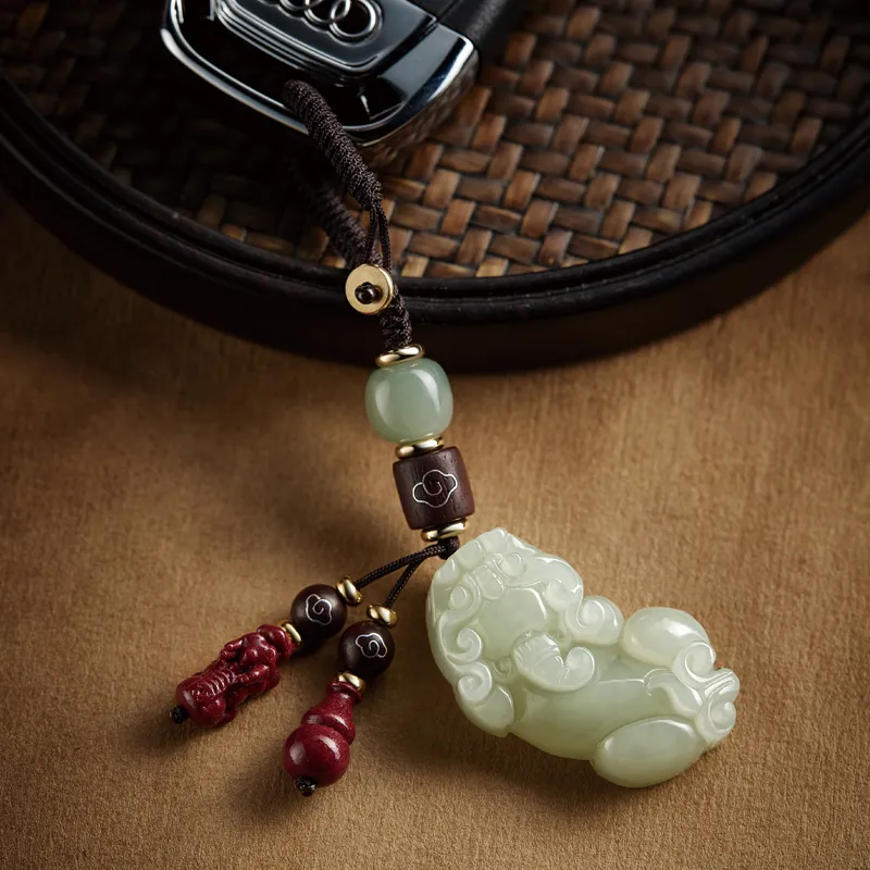 Yi Mingju Pendants Pale Greenish White Jade Unisex-5