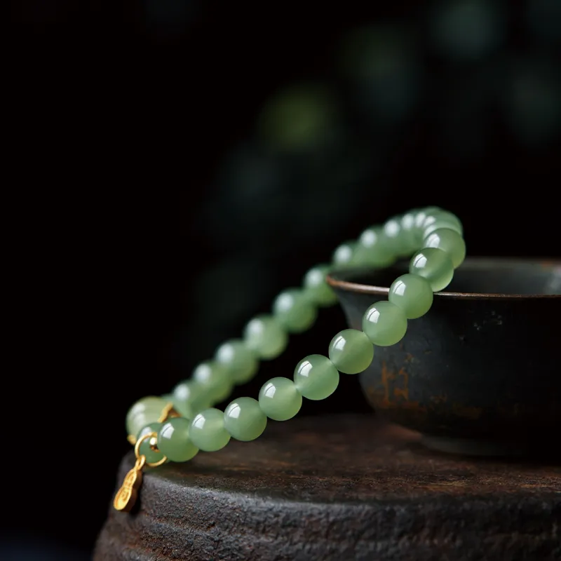 Yi Mingju Hetian Jade Bracelets Women's Pale Greenish White Jade-1