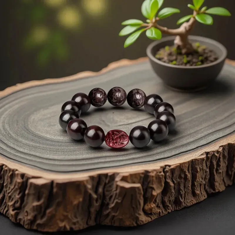 Yi Mingju Red Sandalwood Bracelets Unisex-2