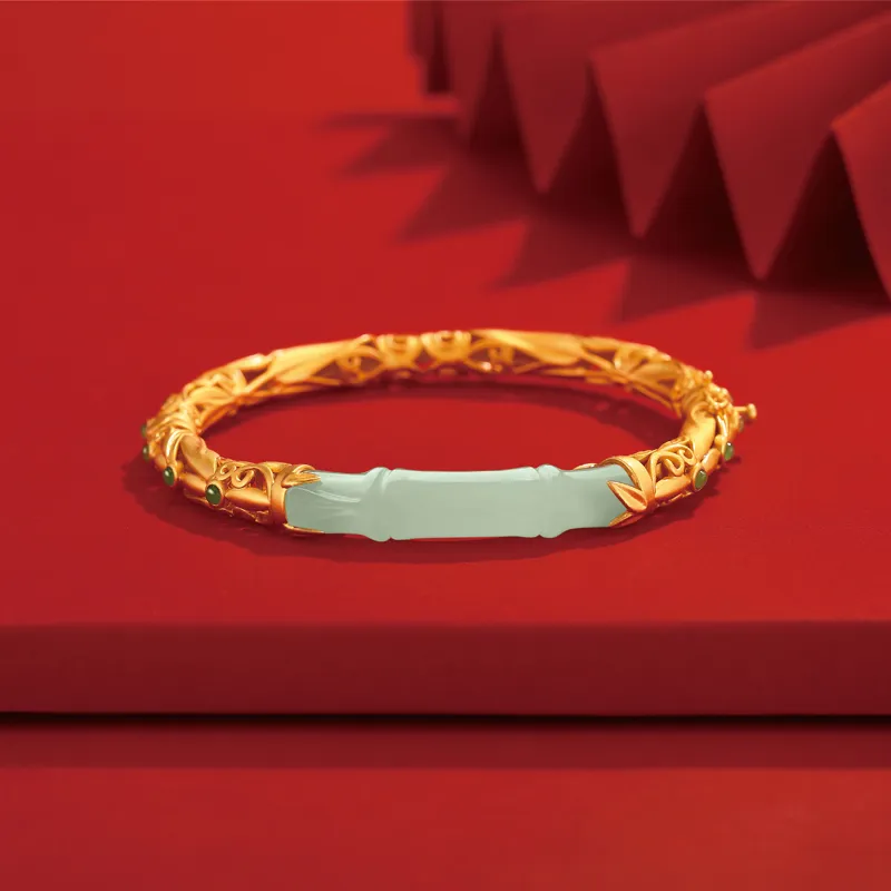 Yi Mingju Bangles Pale Greenish White Jade Women's-5