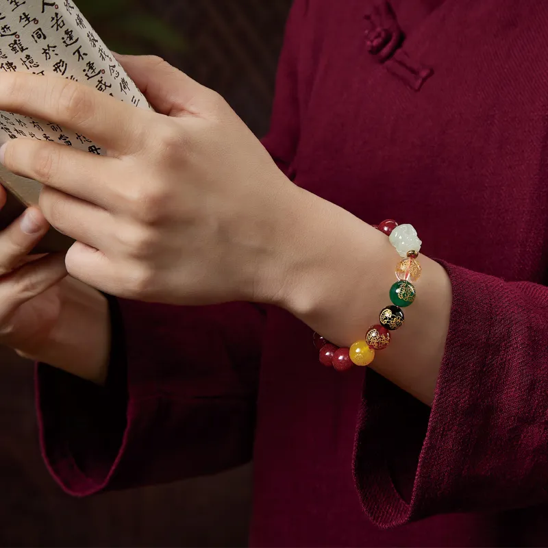 Yi Mingju Cinnabar Jade Bracelets Unisex-3