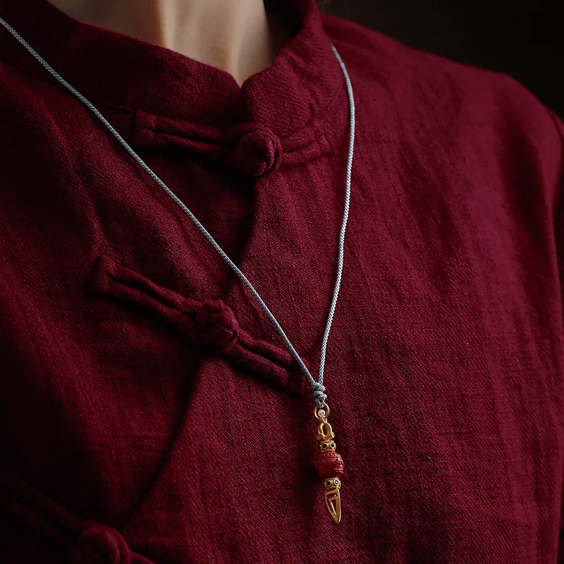 Yi Mingju Reconstructed Cinnabar Pendants Unisex-4