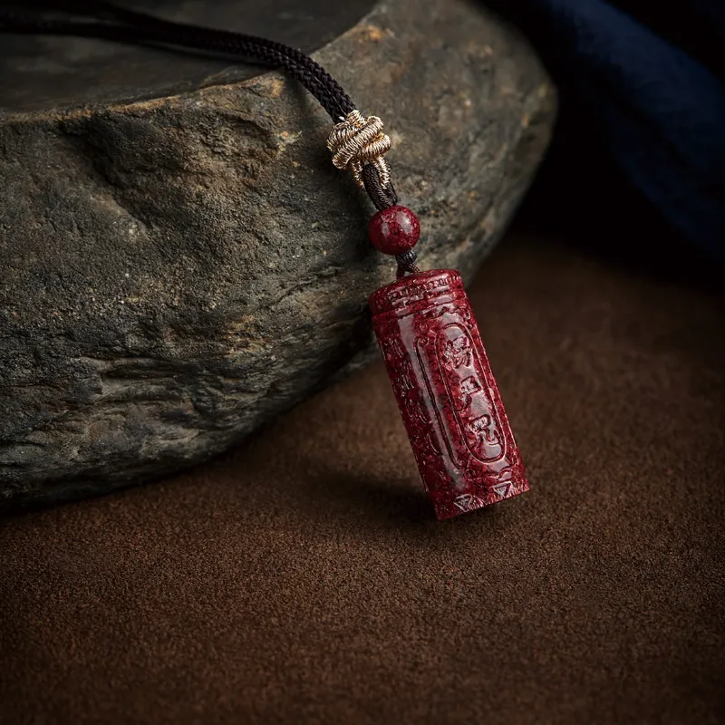 Yi Mingju Cinnabar Jade Pendants Unisex-5
