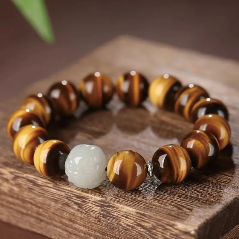 Yi Mingju Tiger's Eye Stone Jade Bracelets Unisex-5