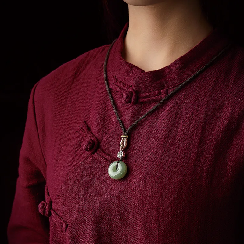 Yi Mingju Pendants Green Jade Unisex-3