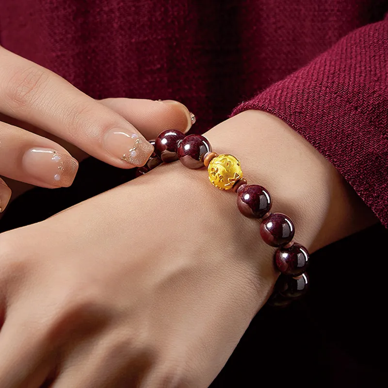 Yi Mingju Reconstructed Cinnabar Jade Bracelets Unisex-3