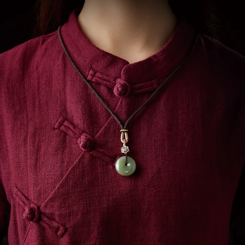 Yi Mingju Pendants Green Jade Unisex-2