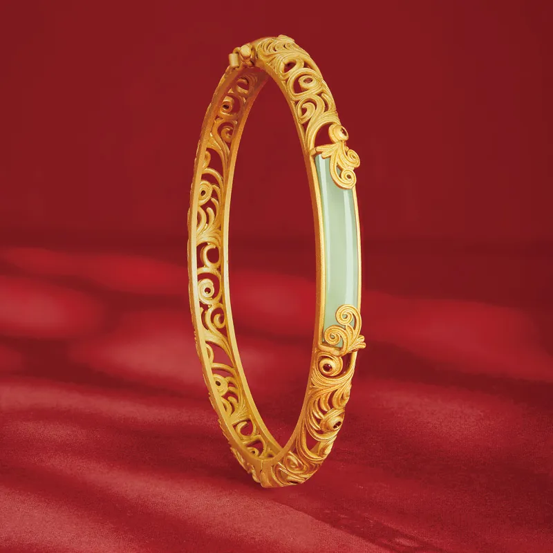 Yi Mingju Hetian Jade Bangles Women's Green Jade-2