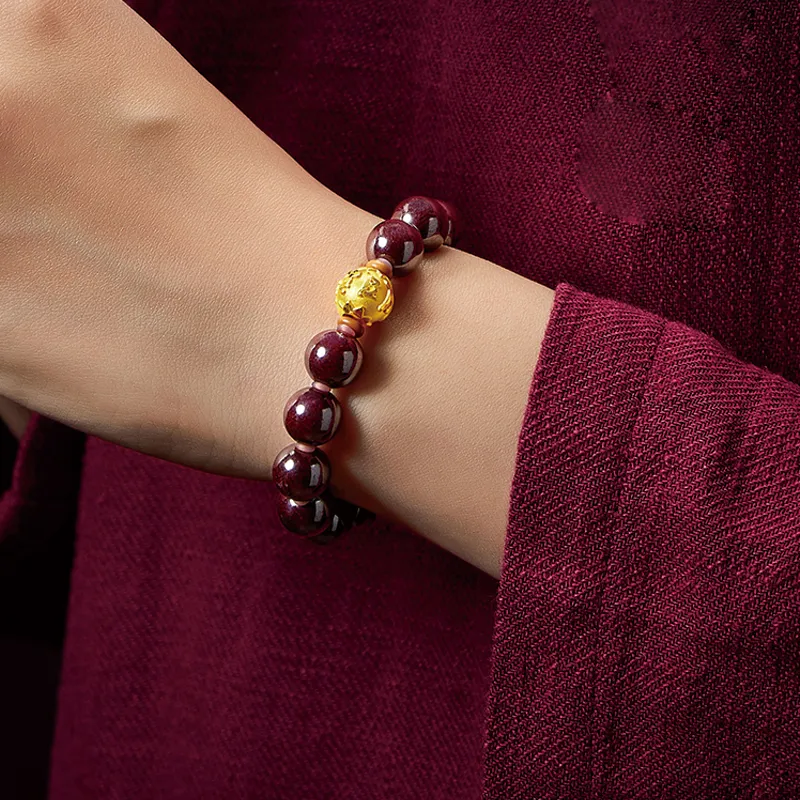 Yi Mingju Reconstructed Cinnabar Jade Bracelets Unisex-4