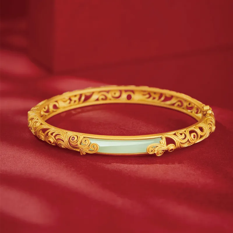 Yi Mingju Hetian Jade Bangles Women's Green Jade-1