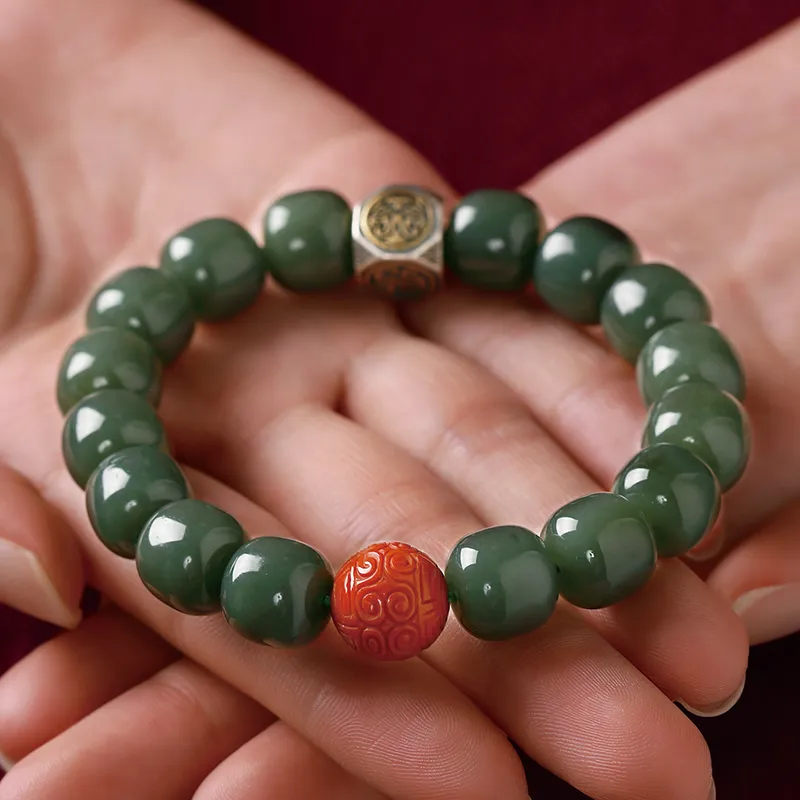 Yi Mingju Bracelets Green Jade Unisex-4