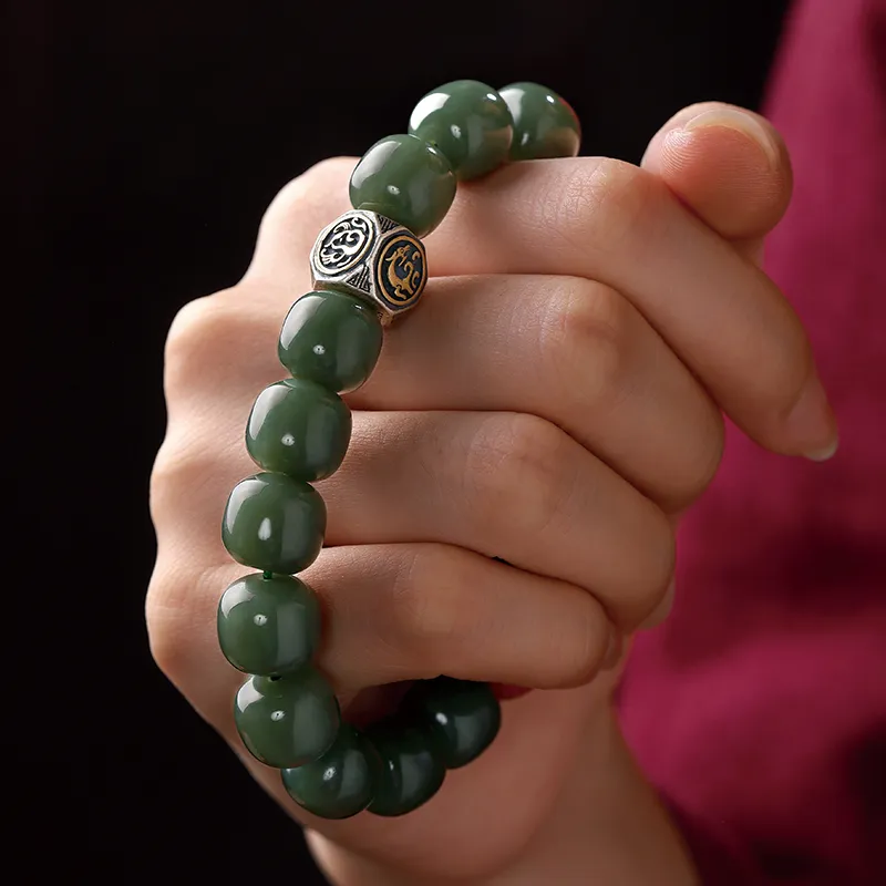 Yi Mingju Bracelets Green Jade Unisex-5