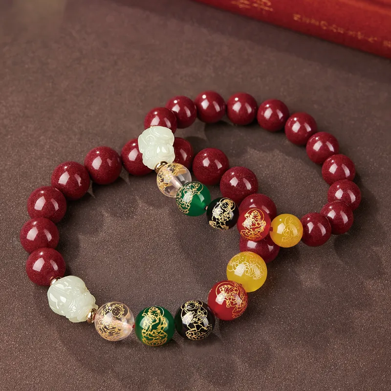 Yi Mingju Cinnabar Jade Bracelets Unisex-1