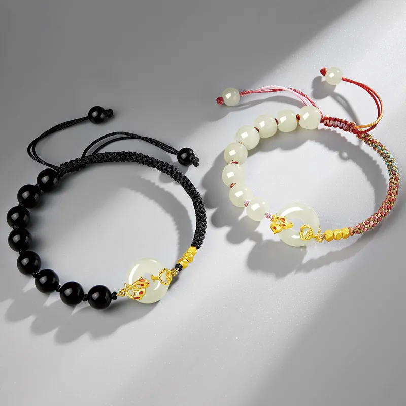 Yi Mingju Bracelets Pale Greenish White Jade Unisex-2