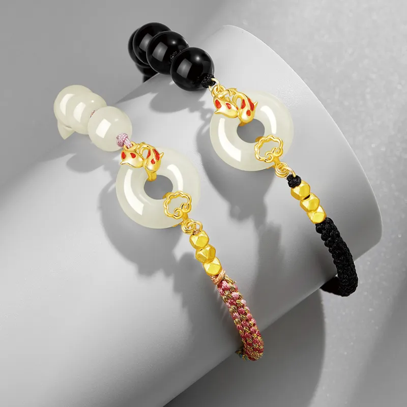 Yi Mingju Bracelets Pale Greenish White Jade Unisex-3