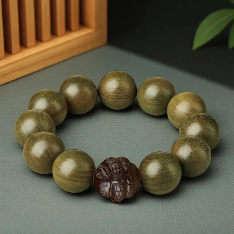 Yi Mingju Green Sandalwood Bracelets Men's-2