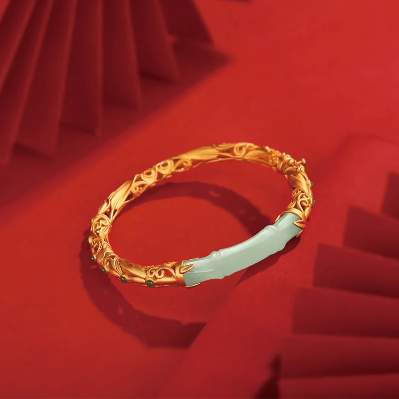 Yi Mingju Bangles Pale Greenish White Jade Women's-6