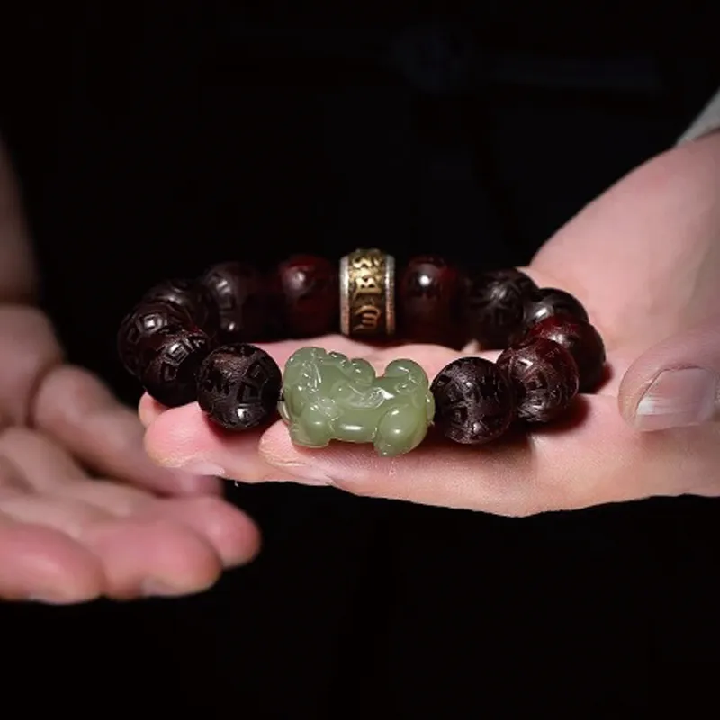 Yi Mingju Small Leaf Red Sandalwood Bracelets Unisex-3