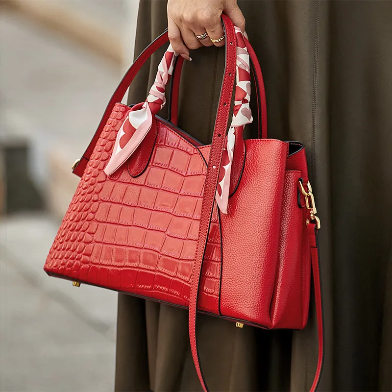ZOOLER Cow Leather Versatile Practical Women's Handbag Tubas Women's Ecru/Black/Red/Blue-5