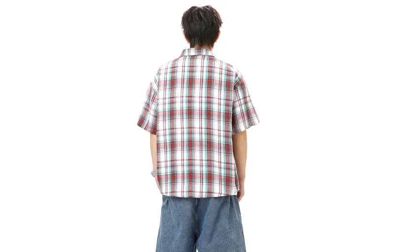 BENATRY Shirt Unisex Red And Blue Plaid-2