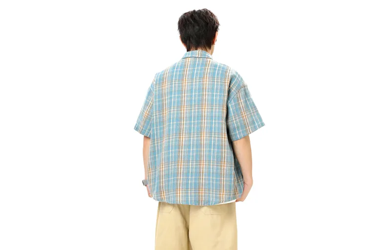 BENATRY Shirt Unisex Red And Blue Plaid-4