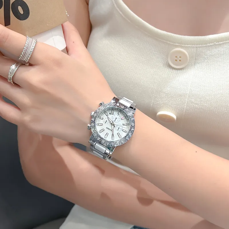 MXXSEE Automatic Mechanical Movement Steel Strap Watch Unisex White Dial-37