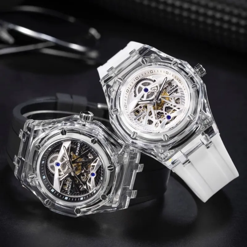 RONMAR Glacier Collection Automatic Mechanical Movement Rubber Strap Watch Unisex White Dial-39