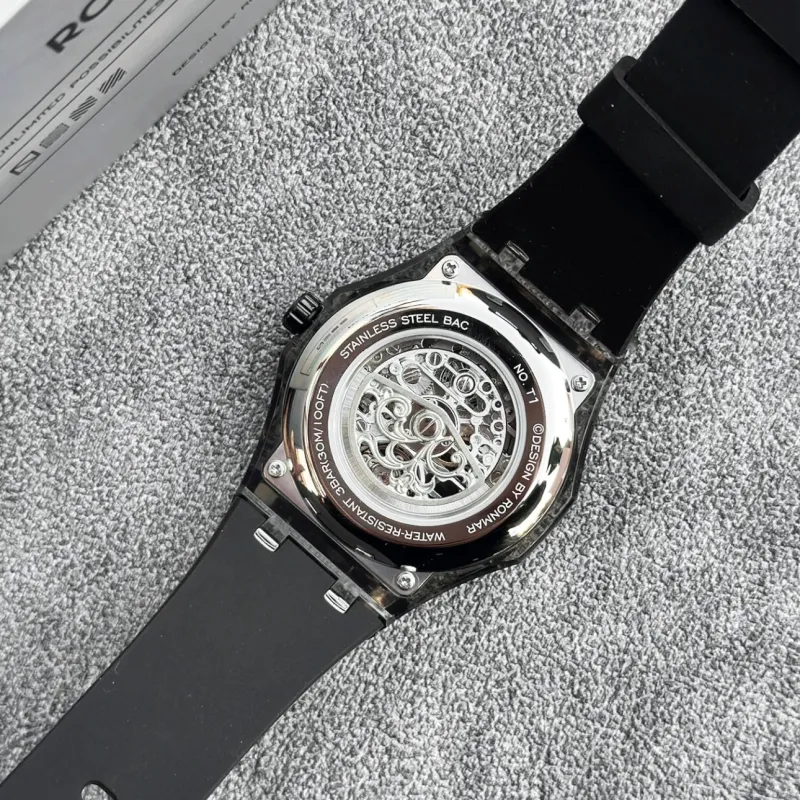 RONMAR Glacier Collection Automatic Mechanical Movement Rubber Strap Watch Unisex White Dial-33
