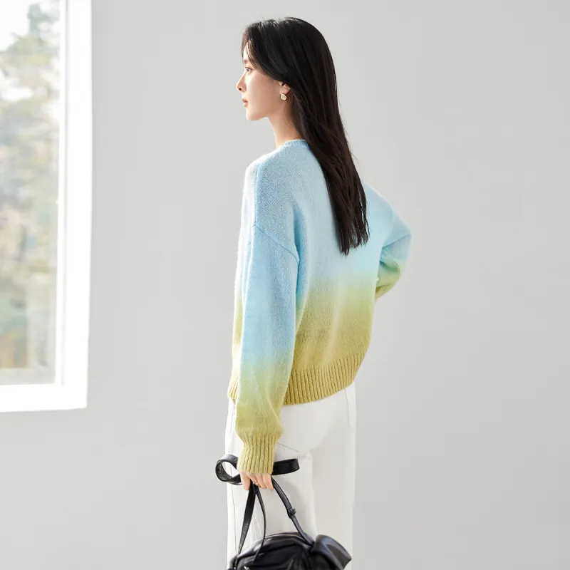DIALOGUE Sweater Women's Blue Green Gradient-3