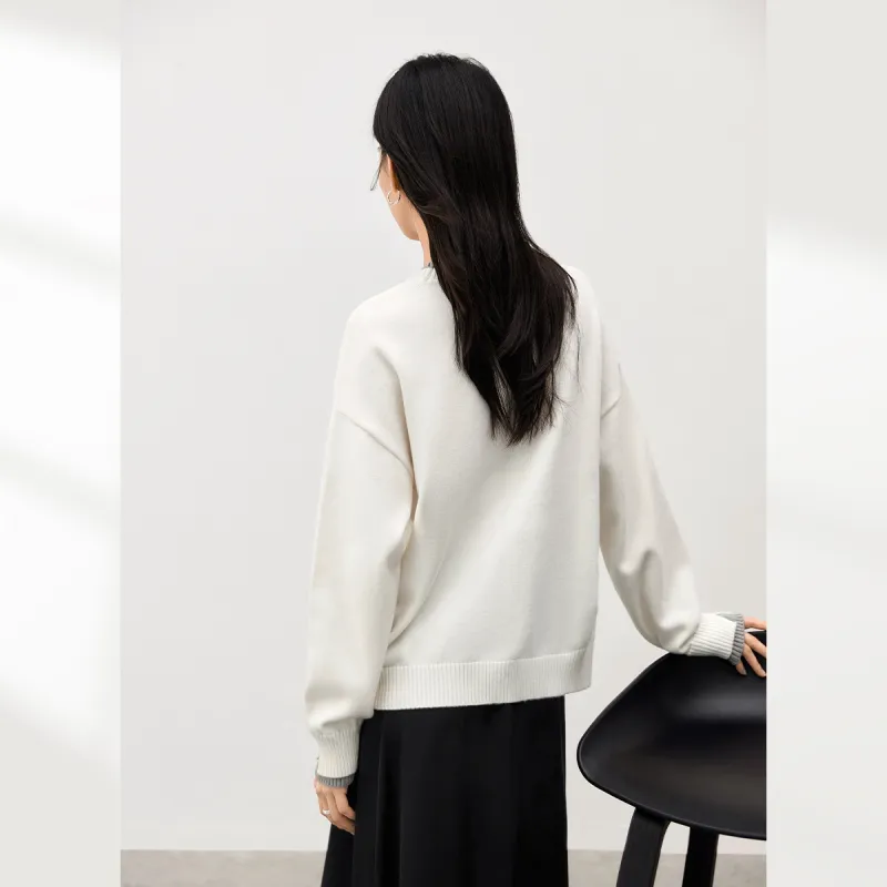 DIALOGUE Sweater Women's Landscape Embroidery White-4